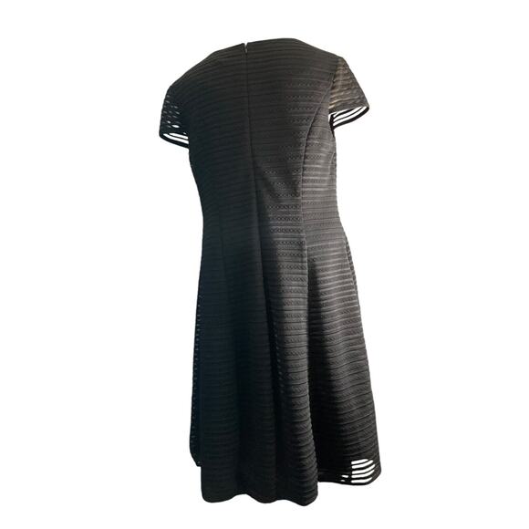 London Times Woman Black Textured Stripe A Line Dress 14W Evening Party New - Picture 2 of 14